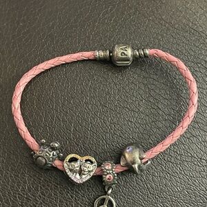 Authentic! Leather Pandora Charm Bracelet